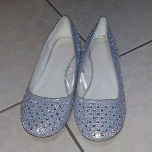 Bridal Silver Sparkle Beaded Ballet Flats